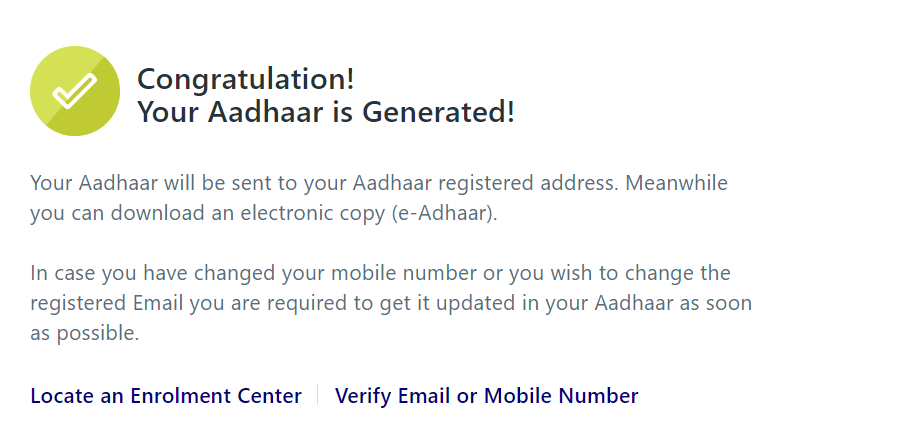 AADHAAR Card enrolment status online check status.