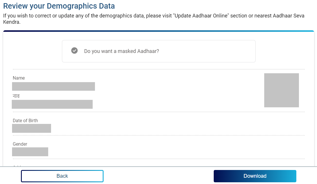 Download e-AADHAAR Card.