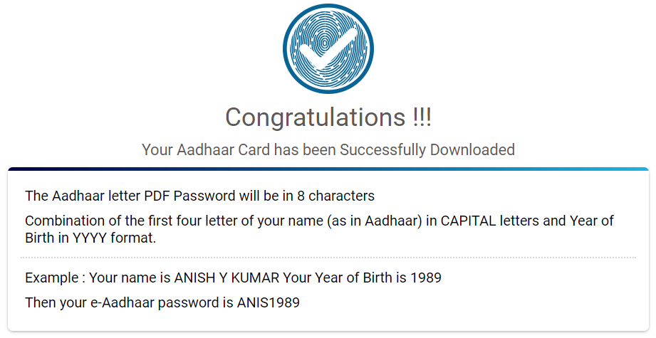 Download e-AADHAAR Card.