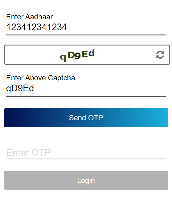 myAadhaar login using AADHAAR Card; get OTP.