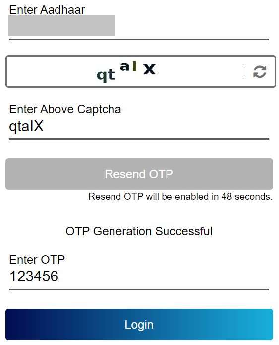 myAadhaar login using AADHAAR Card; confirm OTP.